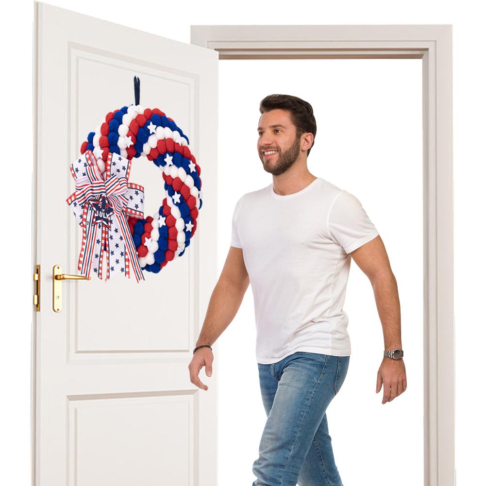 Independence Day Wreath Front Door Red White And Blue Wreath Door Sign For Home House Memorial Day Ornament
