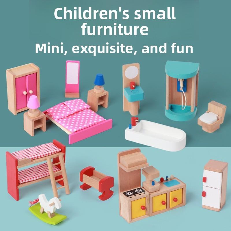 Simulering Mini Tre Soverom Kjøkken Stue Barn Scenesett Leke