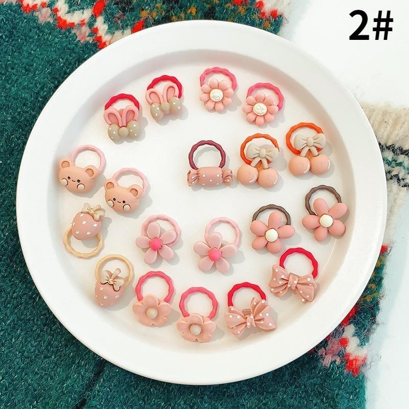 10-20 st/set Söta tecknade björn kanin hårband flickor elastiskt gummiband huvudbonad blomma rosett baby barn håraccessoarer ornament