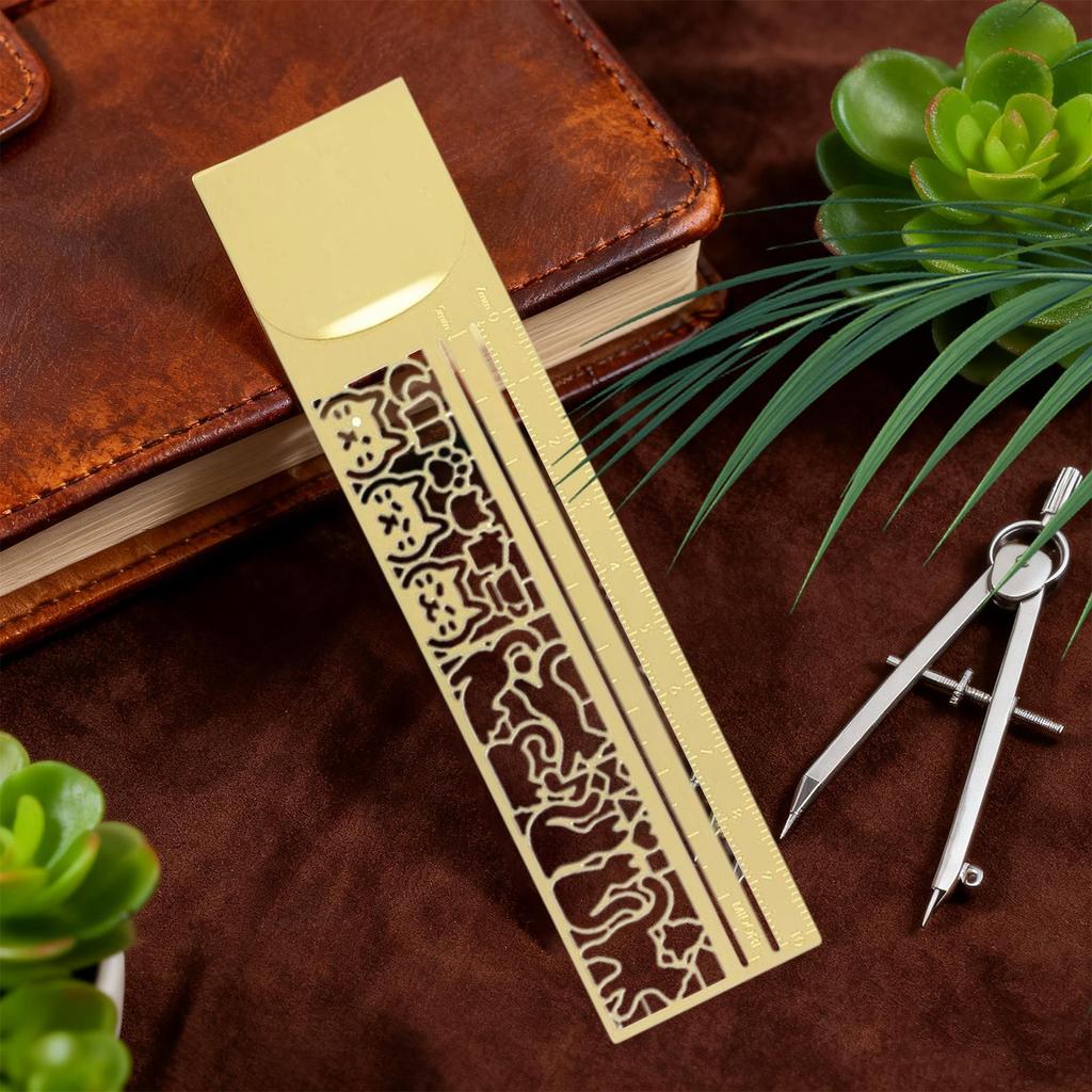 1PC Cat Ruler Hollow Metal Bookmark Ruler Multifunctional Ruler for Painting Drawing Diary Hand Account Tool Cute Gift