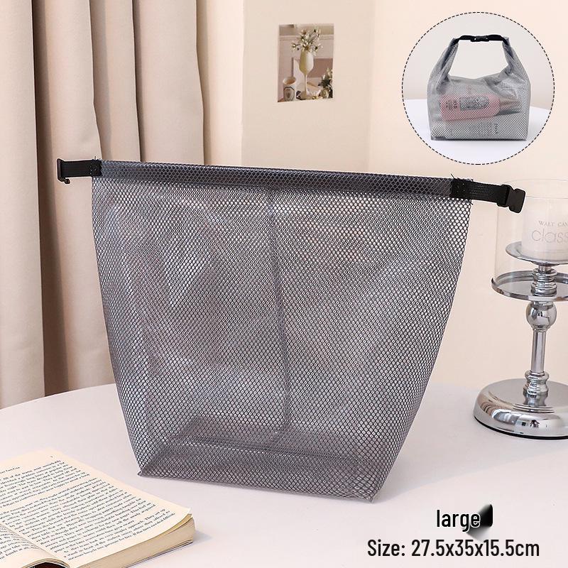 Large Capacity Waterproof Handheld Toiletry & Makeup Bag with Buckle, Mesh Design - Portable Travel & Swimming Storage Solution