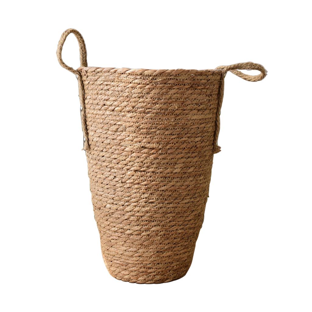 Straw Woven Basket Vase Dried Flowers Wicker Flower Pot for Living Room Flower Arrangements M