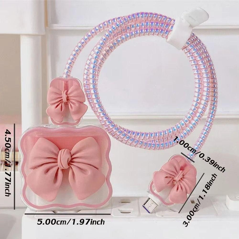 3D Bow Data Cable Pack Protection Sleeve Charger Cord Protector Cord Winder Kit  Charger Cable