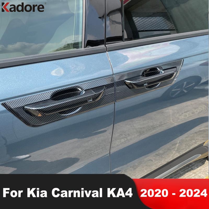 For Kia Carnival KA4 2024 Carbon Fiber Car Door Handle Cover Trim Side Door Handles Bowl Overlay Accessories
