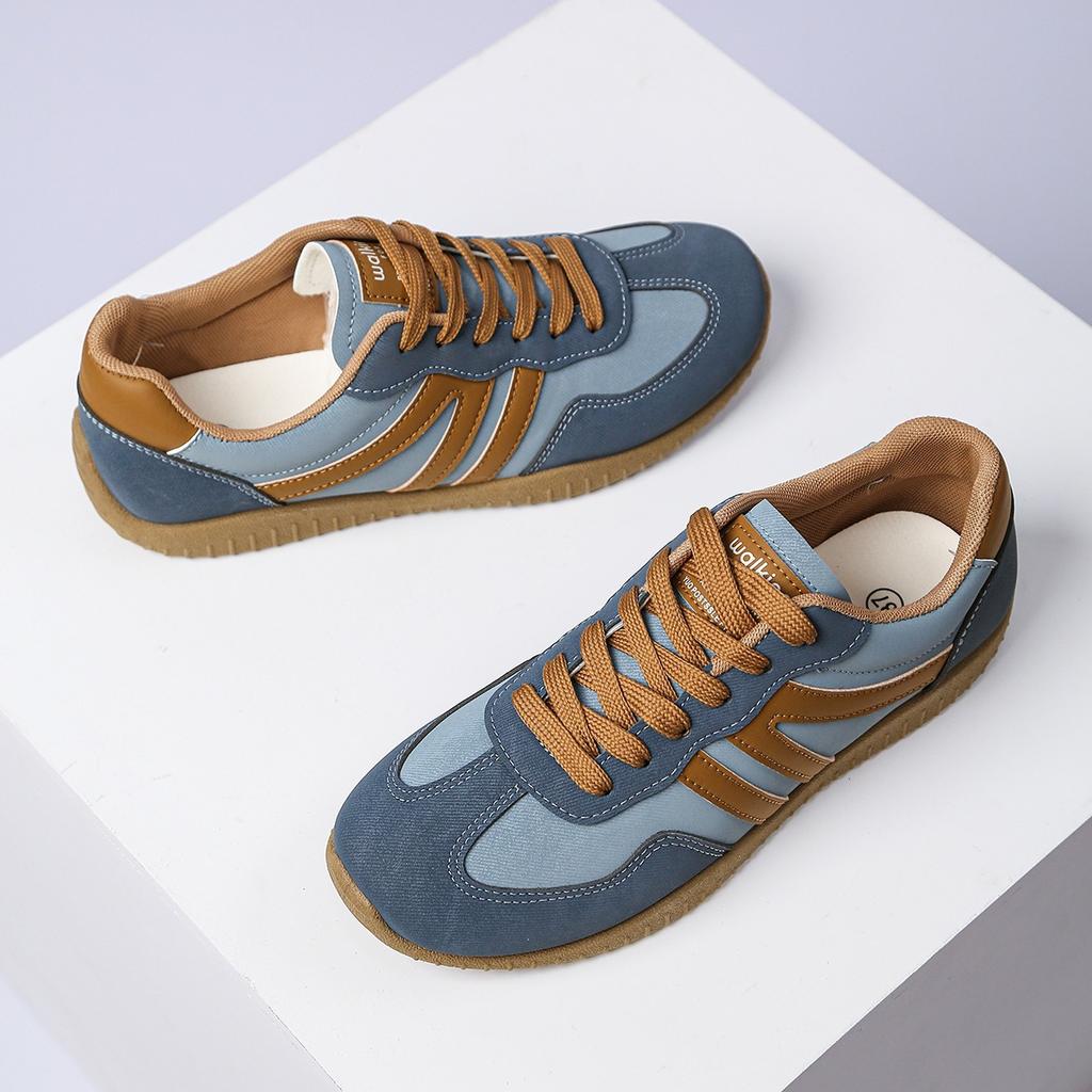 Damen Übergröße Deutsche Trainer Sneaker, Retro Colorblock Patchwork Freizeitschuhe, Komfort Flache Gehenschuhe für Damen