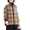 Women's Winter Brushed Plaid Long Sleeve Mid-Length Coat