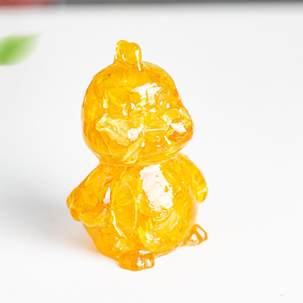 Zodiac Chicken Resin Craft Figurine With Crystal Filling For Home Decor And Gifting