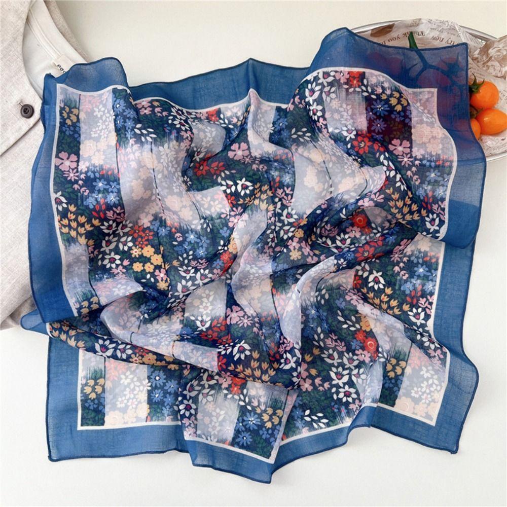 Flower Cotton Linen Print Scarves Cashew Square Handkerchief  Clothing Accessories