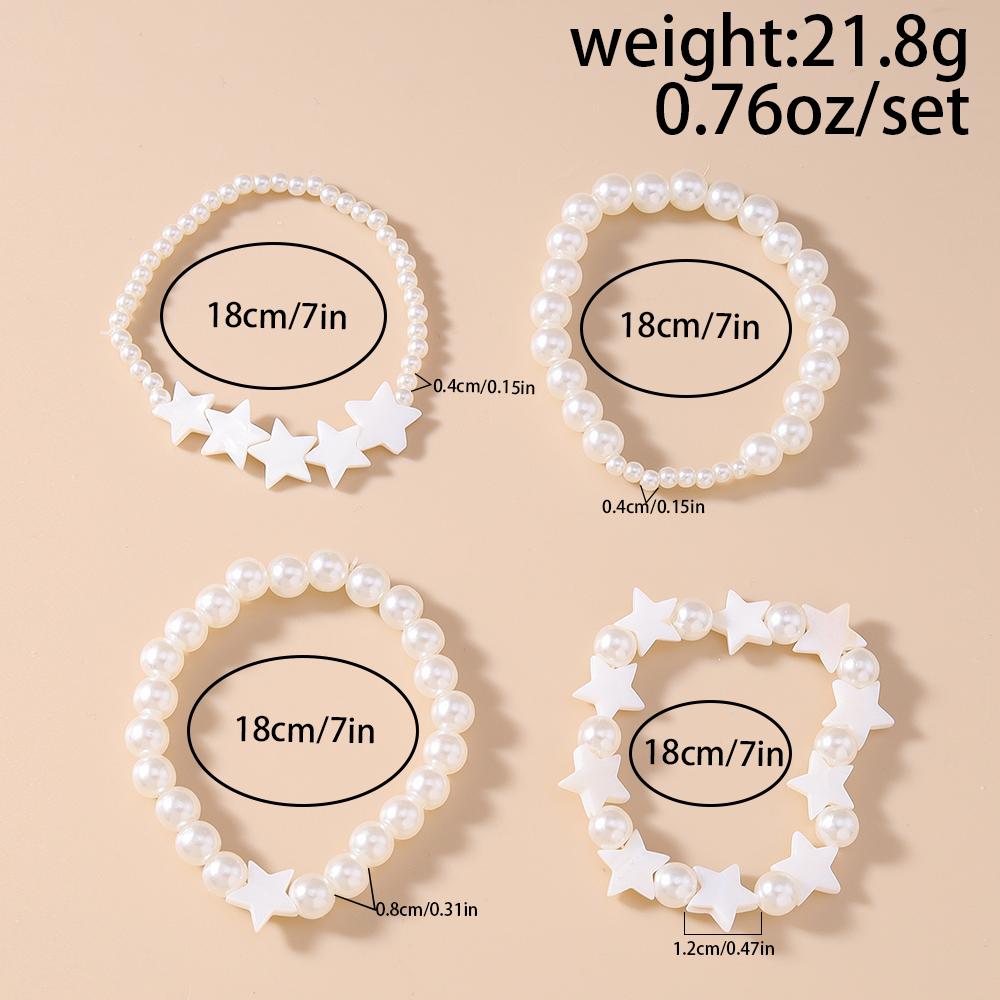 4pcs Elegant Pearl Bracelet Women Girls Starfish Beaded Bracelets Holiday Party Jewelry Gifts