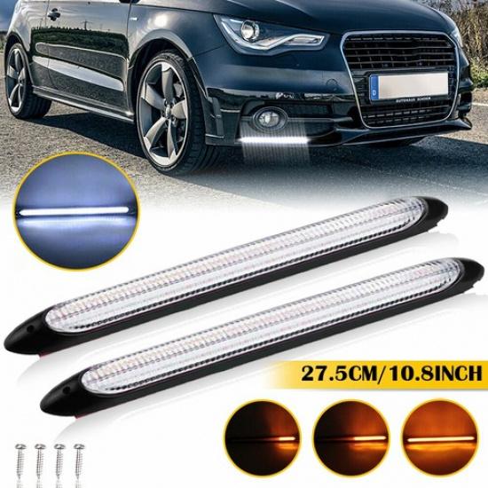 27.5Cm DRL LED Strip Headlight Daytime Light Sequential Running Signal Lamp Turn
