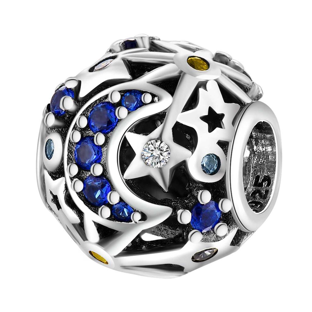 NEW 925 Silver Charm Beads Fit Original Bangle DIY Star Moon Sun Cross Heart Designs Perfect Party Gift