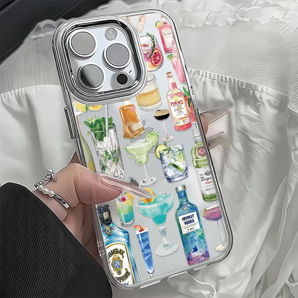 Drink Quilt Phone Case For Iphone 17 15 14 13 Pro Max 11 12 Max 7 8 Plus Stylish Shockproof Soft Coque Cover