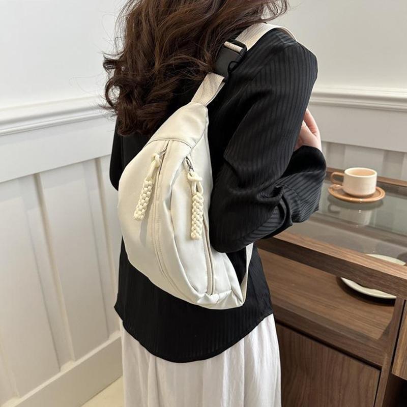 Waist Bag Women New Canvas Leisure Portable Zipper Korean Style Canvas Chest Bag Shoulder Bag Waist Bag Premium