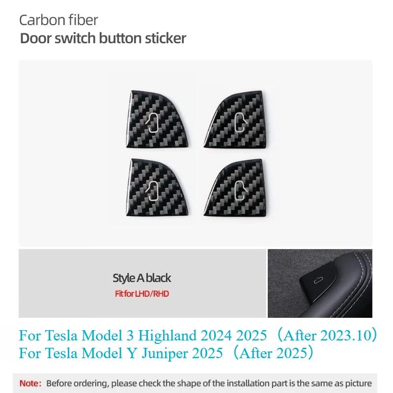 Door Switch Button Sticker for Tesla Model 3 Y 2019-2025 Carbon Fiber Car Interior Door Switch Button Trim Stickers Accessories