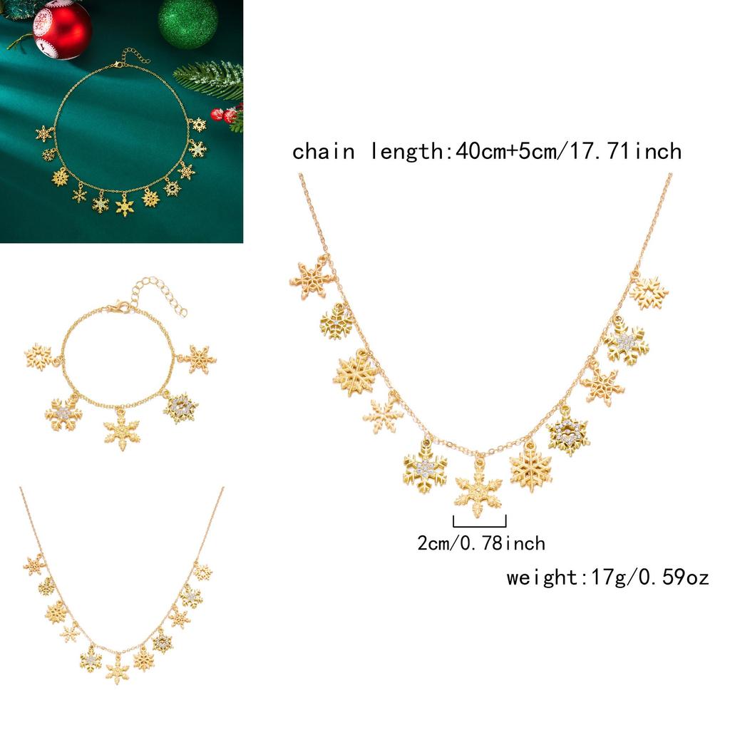 Weihnachts Schneeflocke Rentier Schneemann Schmuckset mit Zinklegierung Anhänger für Feiertagskleidung