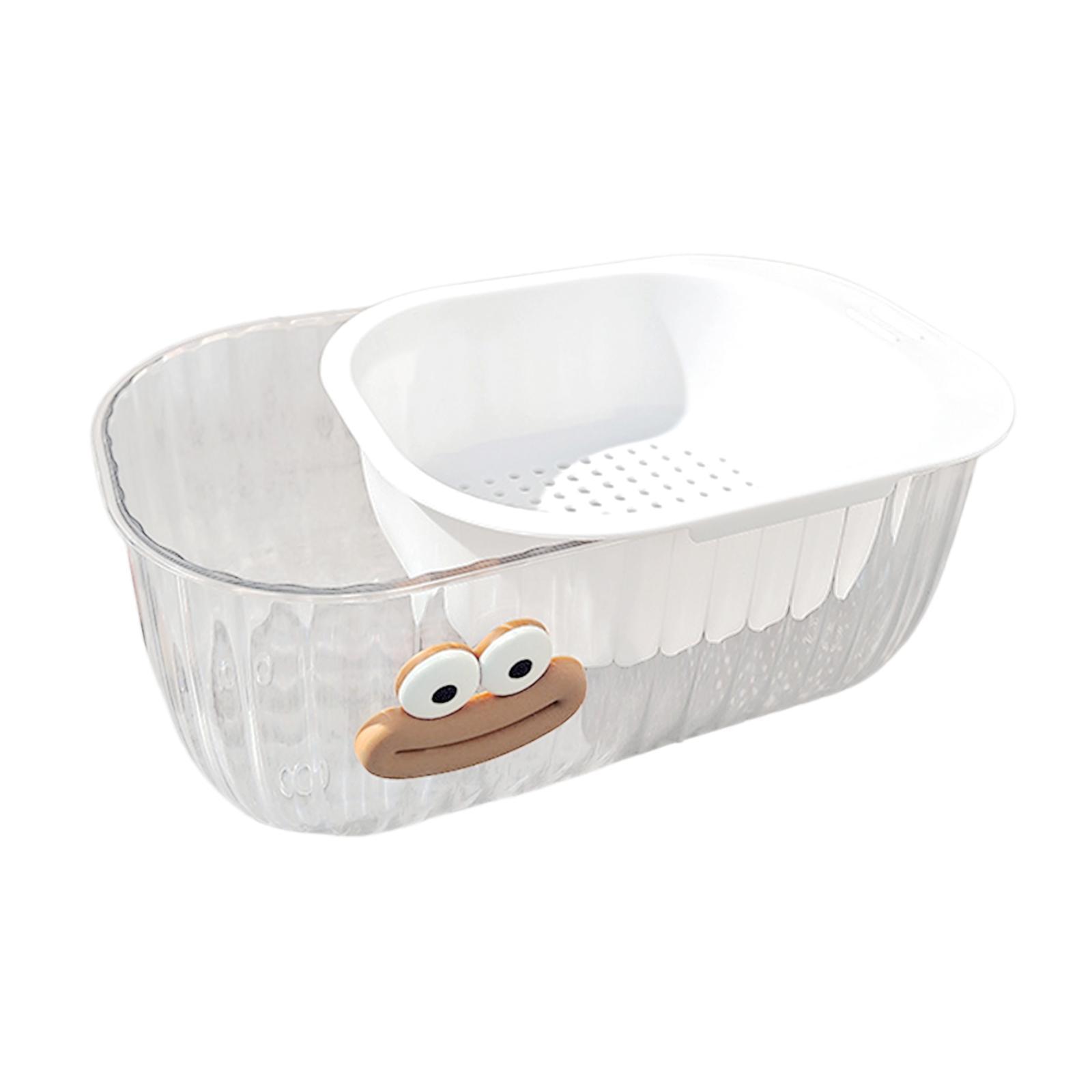 

Fruits Vegetable Washing Basket Food Strainer Mixing Bowl 2 in 1 Double Layered білий