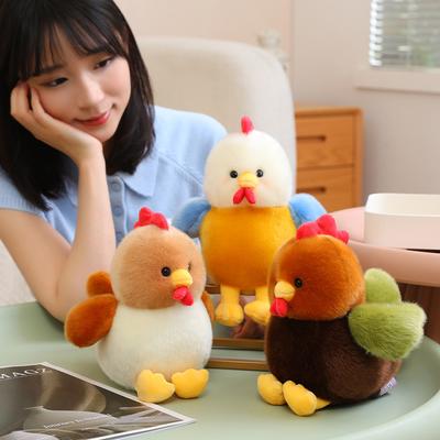 Soft Plush Chick Toy Brown Stuffed Farm Bird Animal With Red Accent Stylish Delightful Home Decor Gifts Girl