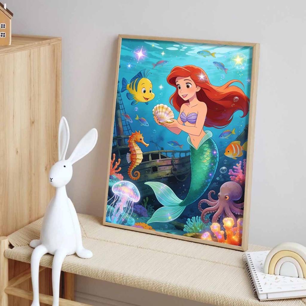 Disney themed diamond painting kit Ariel mermaid handmade diy home decoration for beginners and craft lovers