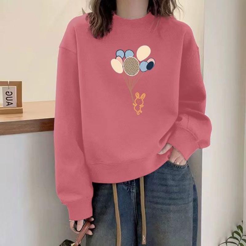 

Spring and Autumn Pure Cotton High-waisted Short Sweatshirt for Women Korean Style Long-sleeved Loose Versatile Thin Top S розовый