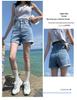 Women's High Waist A-Line Denim Shorts - Summer Straight Leg, Double Button, Loose Fit with Rolled Hem, Trendy Wide Leg Design