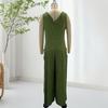 Women Casual Loose Long Bib Pants Sleeveless Wide Leg Baggy Jumpsuits Cotton Romper Overalls with Pockets