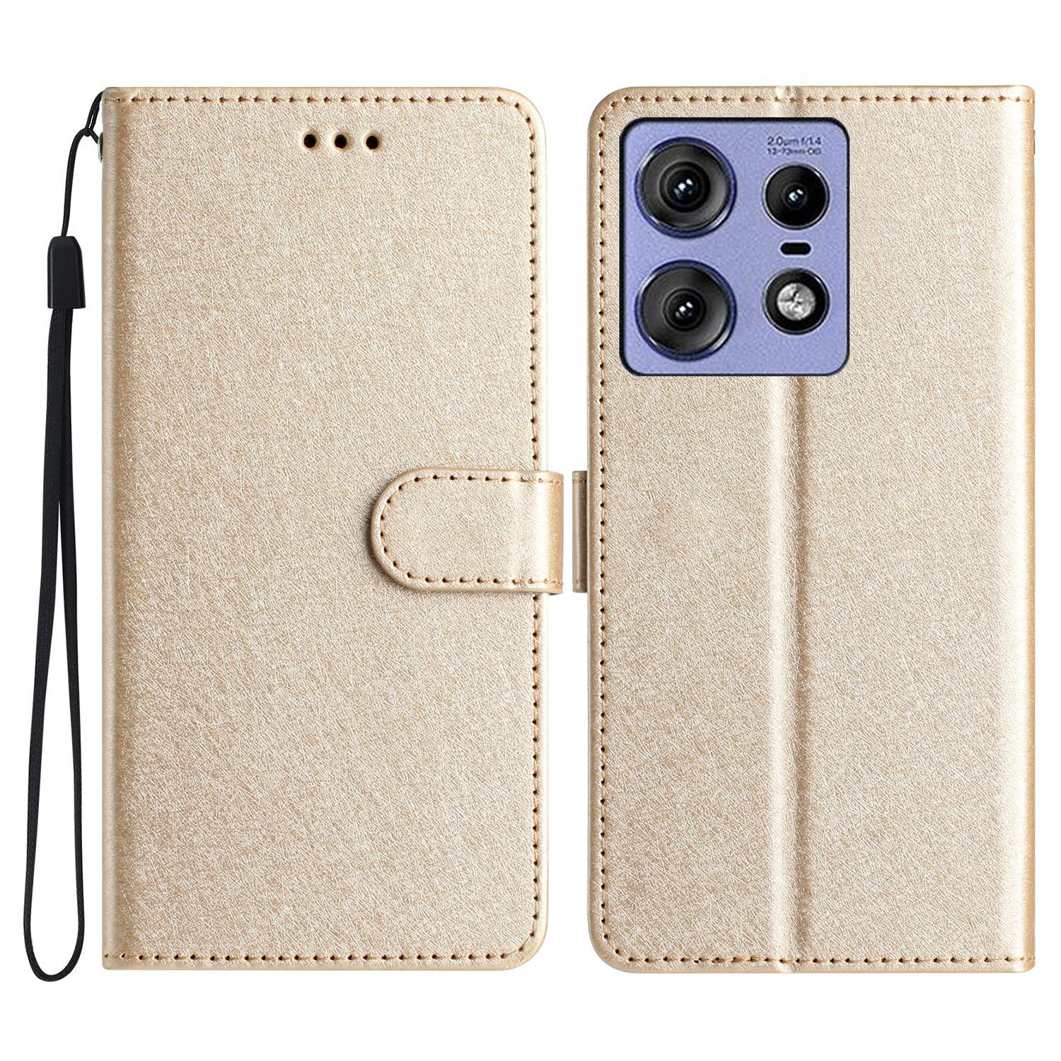 

For Motorola Edge 50 Pro 5G Wallet Case Leather Folio Phone Cover Magnetic Clasp Gold