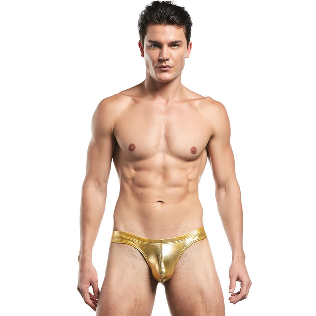 Men's Thong Sexy Mid-Waist  Leather Panties