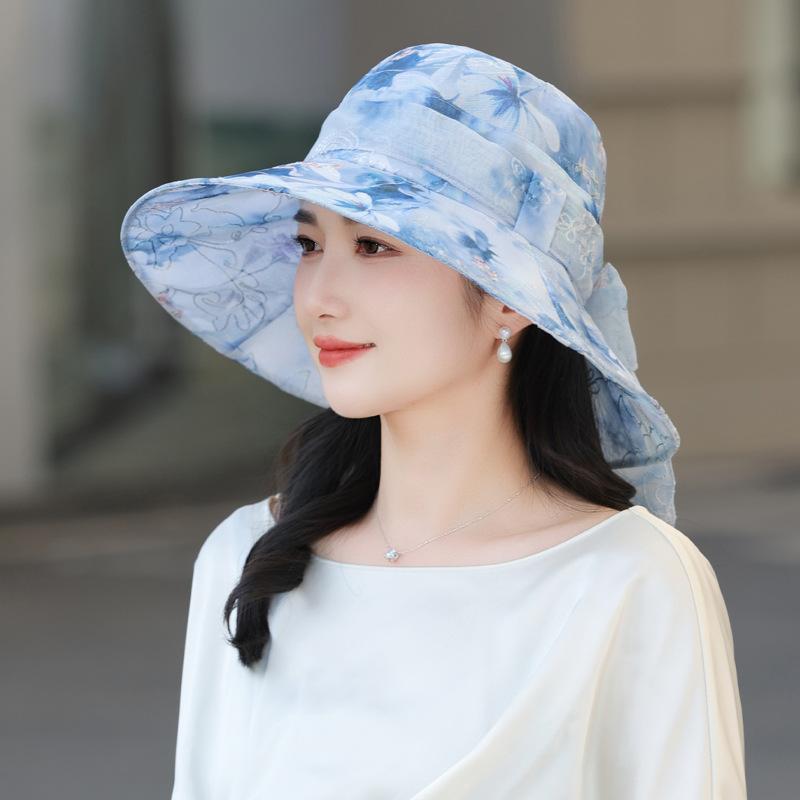 Summer Hat Women's Sunshade Sun Hat Fashion Versatile Lace Bow Summer Outdoor Bucket Hat