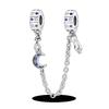 Silver Clasp 925 Silver CZ Pave Clip Charms Daisy Beads Stopper Safety Chain Fit Original Bangle Bracelet Jewelry Clip