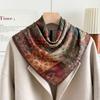 71 Cotton and Linen Red Pomegranate Square Scarf Silk Scarf Women's Spring and Autumn Korean Neck Protection Small Scarf Thin Headscarf Velvet Scarf