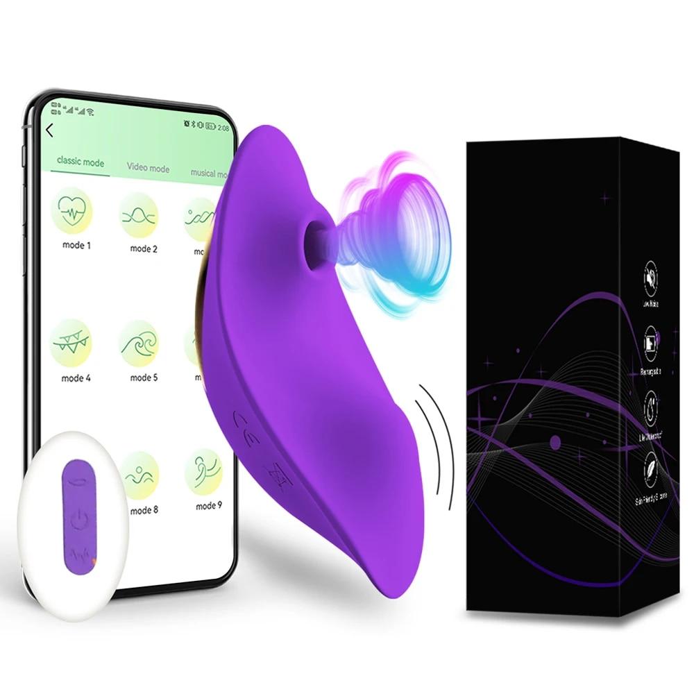 APP Bluetooth Sucking Vibrator Female Wearable Clit Sucker Clitoris Stimulator 2 In 1 Adult Goods Sex Toy for Women 's Panties