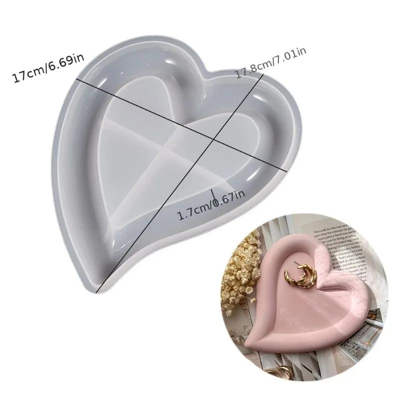 2026 Latest Models Heart Tray Resin Silicone Mold Crystal Glue Transparent Resin Plaster Dish Heart-shaped Plaster Silicone Mold