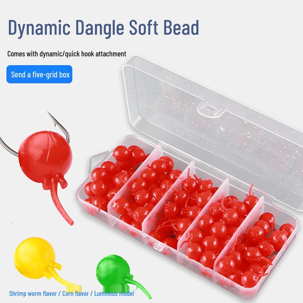 Dynamic Soft Bead Jigging Lure with Tail for Carp Fishing