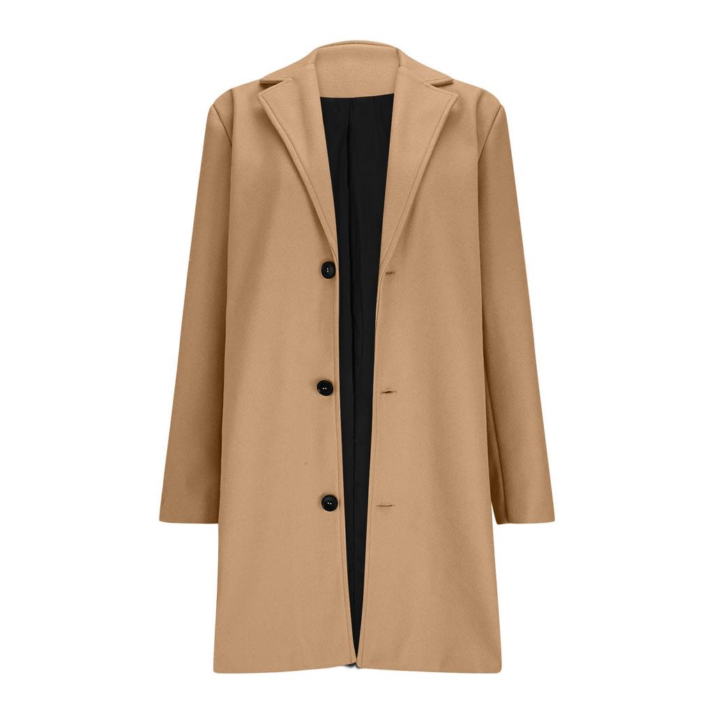 Women's Loose Comfortable Casual And Fashionable V-neck Long Sleeved Solid Color Woolen Jacket