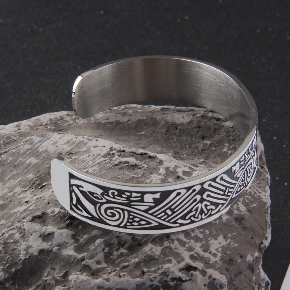 Adjustable Nordic  Silver Viking Bracelets Personality Bracelet Korean Version of Red Copper Open Bracelet