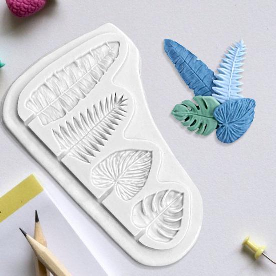 

Dessert Mold Food Grade Heat-Resistant Silicone 3D DIY Leaf-Shaped Cake Dessert Mold Decoration Kitchen Supplies белый