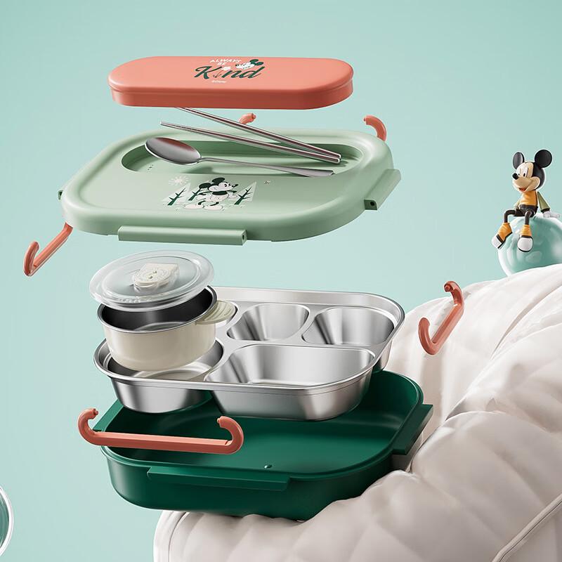 DM Retro Mickey Ensemble de Boîtes à Lunch Isothermes Compartimentées en Acier Inoxydable 304