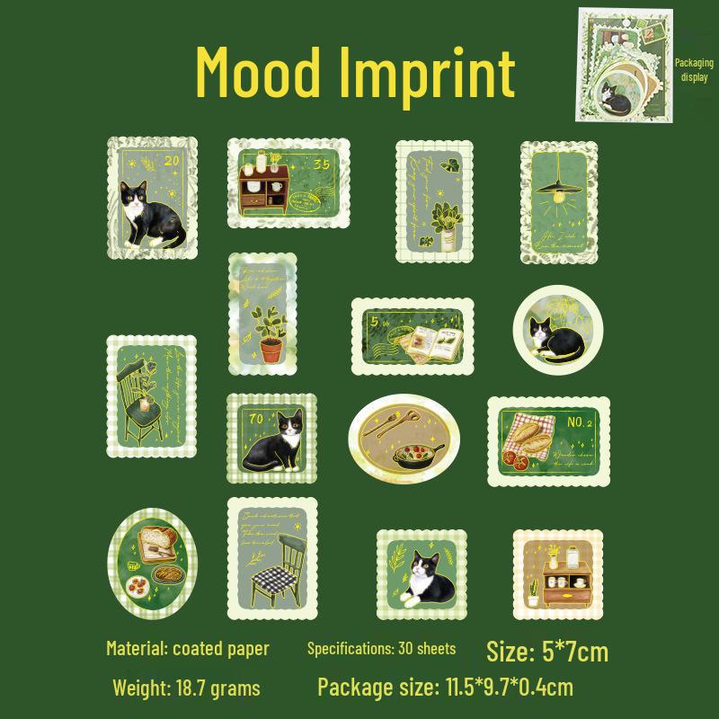 Yuxian Retro Cats & Flowers DIY Sticker Pack for Journals