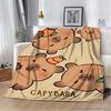 Cartoon Soft Capybara pattern printed Flannel Throw blanket, suitable for sofas, beds,offices, travel, Picnic,warm plush blanket