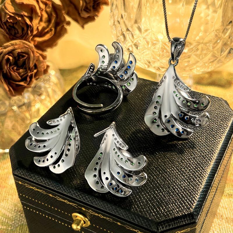 Jewelry Set Pearl Earrings Necklace Ring Australian White Silver Needle High-end Fashionable Women's Style