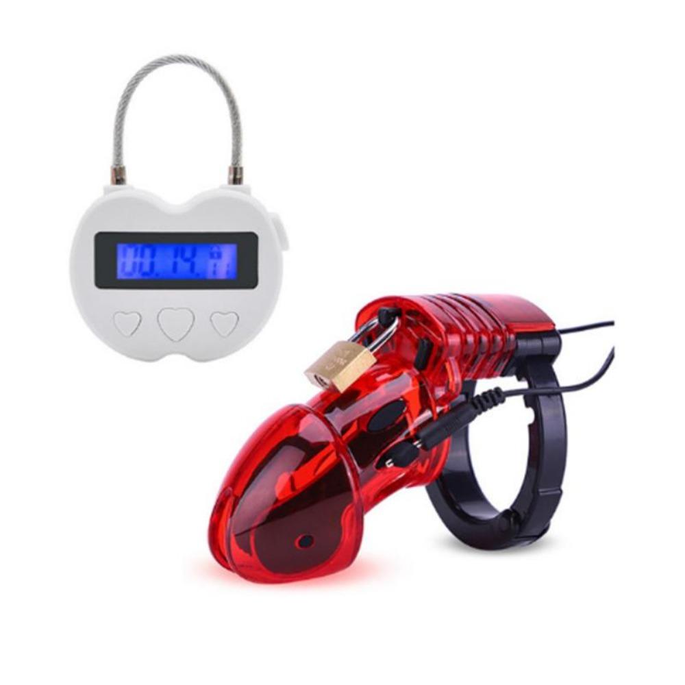 Timer-Schloss Keuschheitsgürtel Elektroschock CB6000 Keuschheitskäfig Hodendehner, Penisvergrößerung Schwanzkäfig Sexspielzeug für Männer Schwul