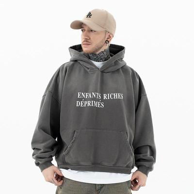 Sudadera con capucha de moda para hombre Otoño Invierno Streetwear Vintage Lavada Degradado