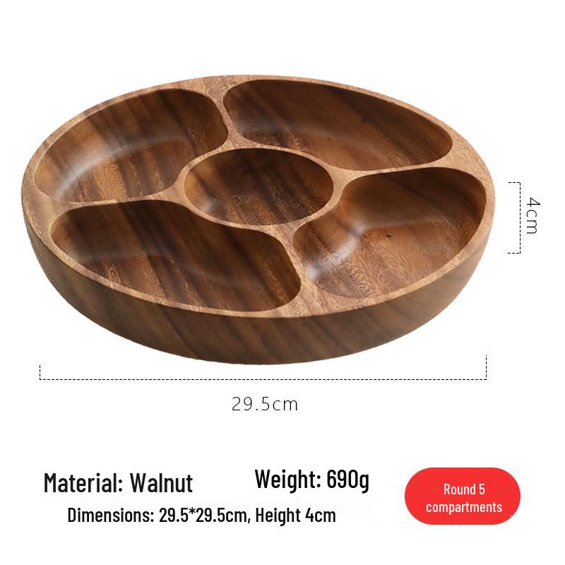 Walnut Wood Dessert Tray: Fruit, Nuts, Snacks & Tea Plate