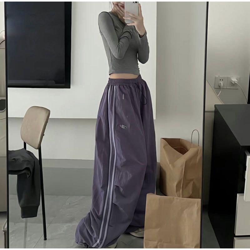 Pantaloni larghi vintage da donna, oversize, hip hop, con coulisse, tasca alla moda, pantaloni cargo casual da ufficio, pantaloni larghi da donna, autunno inverno