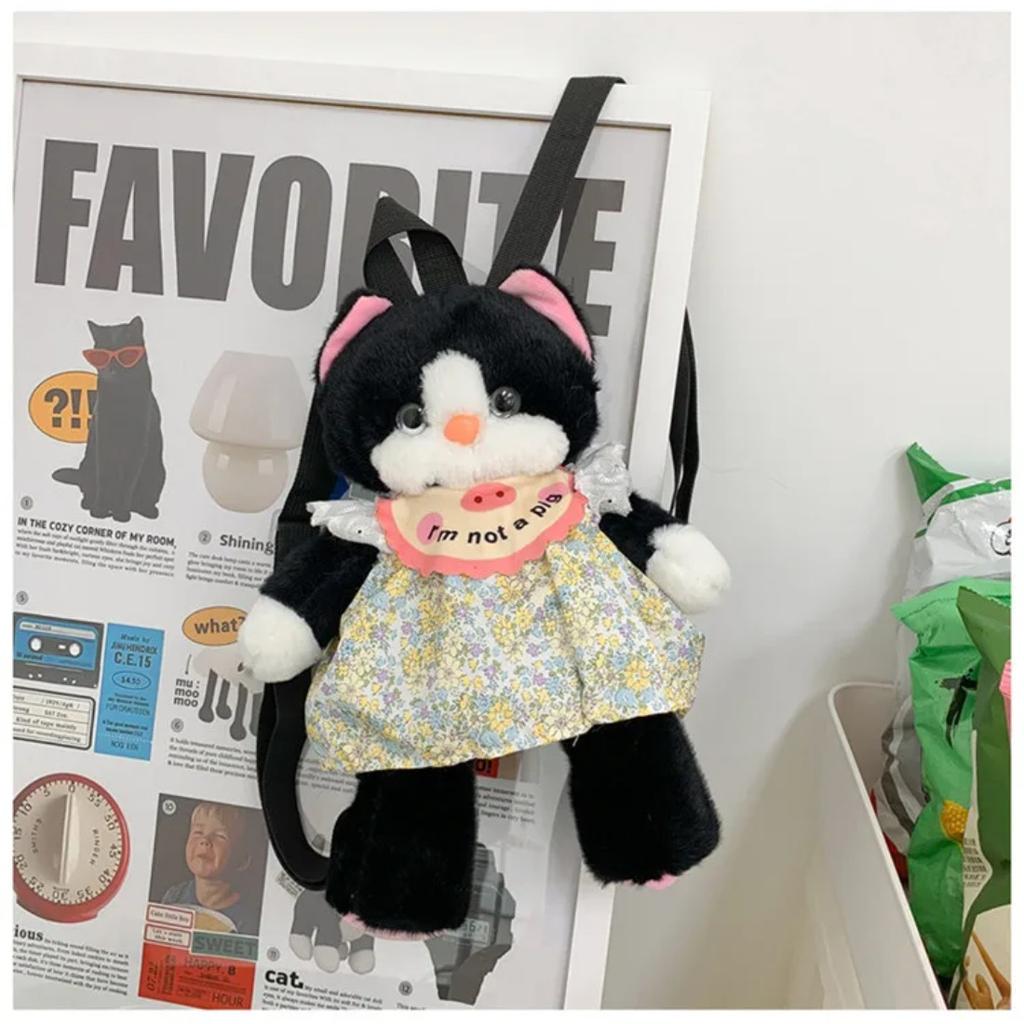 Kawaii kočičí plyšový batoh Simulace černá kočka plyšák hračka panenka Dámské módní crossbody tašky přes rameno Vánoční dárek