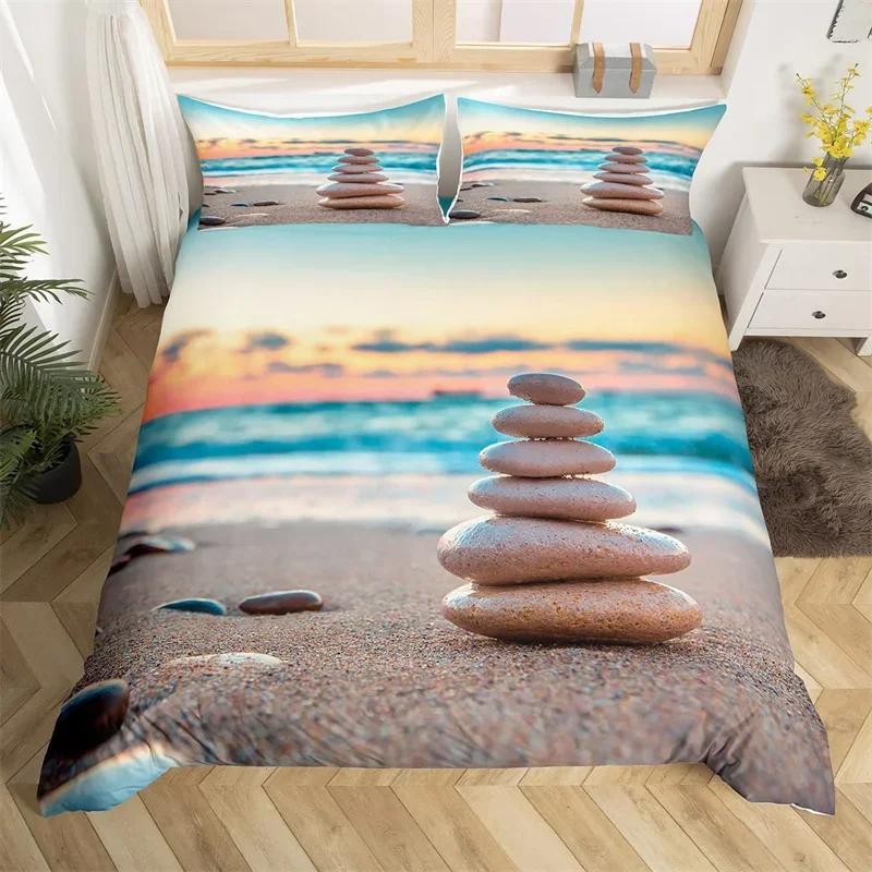 Comforter Meditation Nature Green Bamboo Lotus Flower Bedding Set Circle Geometric Zen Spiritual Comforter (quilt)-EU Single(135*200cm)3pcs