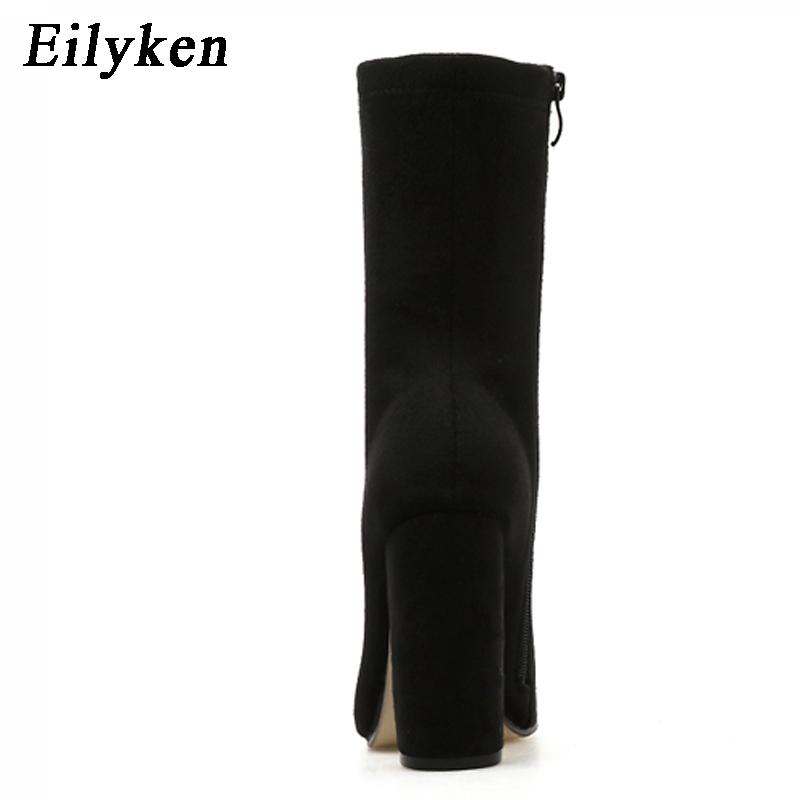 Fashion Eilyken New Women Ankle Boots Autumn Winter Fashion Pointed Toe Heel Zipper Ladies Chelsea Booties Shoes Plus Size 35-42