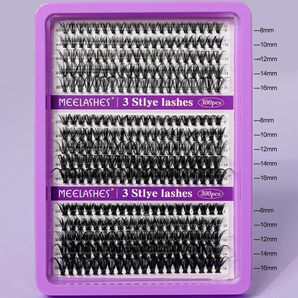 Cross-Border DIY Individual Cluster Lashes: Dense, Thick, Long, Root-by-Root, Clear Mixed, Large Capacity.