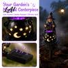Festive Patio Illumination Solar Witch Statue with Glowing Cauldron Outdoor Halloween Garden Light Waterproof Lawn Sculpture Resin Decorative