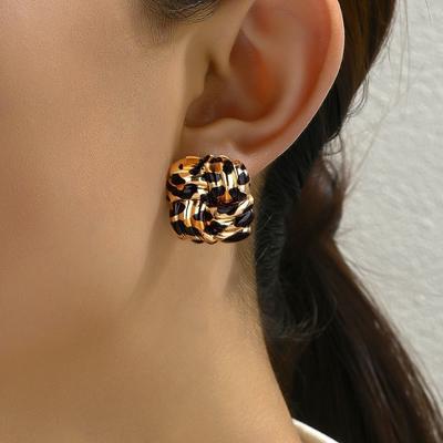 Fashion Leopard Print Geometric Square Earrings For Women